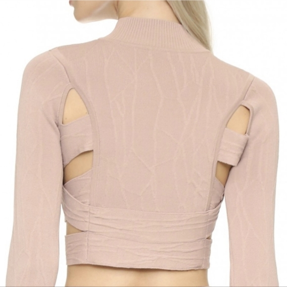 Jonathan Simkhai | Spill Intarsia Knit Textured Cropped Criss Cross Swea… - Picture 3 of 12